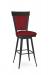 Amisco's Eleanor Black Swivel Bar Stool with Red Seat and Back with Wood Back