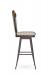 Amisco's Eleanor Traditional Swivel Upholstered Bar Stool with Metal Frame and Wood Back - Side View