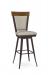 Amisco's Eleanor Traditional Swivel Upholstered Bar Stool with Metal Frame and Wood Back