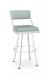 Amisco's Fame White Modern Swivel Bar Stool with Seafoam Green Seat and Back Padding