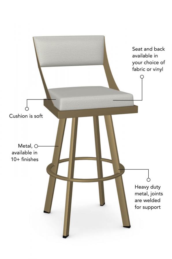 Buy Amisco's Fame Swivel Bar Stool w/ Back - Free Shipping!