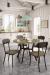 Amisco's Bean Dining Chairs with Distressed Wood Seat in Farmhouse Dining Room
