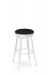 Amisco's Grace Backless Swivel Bar Stool in White Metal and Black Round Seat Cushion