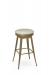 Amisco's Grace Backless Swivel Bar Stool in Gold Metal and Round Seat Cushion