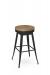 Amisco's Grace Backless Swivel Bar Stool in Black Metal and Light Wood Seat