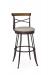Amisco's Historian Traditional Swivel Bar Stool in Espresso Metal, Cross Back Design, and Round Seat Cushion