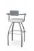Amisco's Kris Modern Swivel Bar Stool with Arms in Silver Metal and Upholstered Back and Seat - Back View