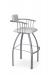 Amisco's Kris Modern Swivel Bar Stool with Arms in Silver Metal and Upholstered Back and Seat - Side View