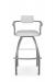 Amisco's Kris Modern Swivel Bar Stool with Arms in Silver Metal and Upholstered Back and Seat