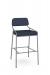 Amisco's Bellamy Modern Bar Stool with Back in Silver Metal and Blue Seat / Back Cushion