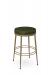 Amisco's Glenn Gold Backless Swivel Bar Stool with Green Round Seat