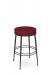 Amisco's Glenn Black Backless Round Bar Stool with Red Seat Fabric