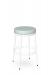 Amisco's Glenn White Backless Round Bar Stool with Green Blue Seat