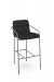 Amisco's Milanos Modern Barstool Non-Swivel with Arms and Upholstered Seat and Back in Silver