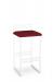 Amisco's Sonoma White Modern Low Back Bar Stool with Red Seat Fabric