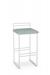 Amisco's Sonoma Low Back White Bar Stool with Green Seat Cushion