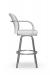 Amisco's Lance Upholstered Swivel Bar Stool in Silver with Arms - Side View
