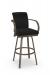 Amisco's Lance Bronze Swivel Bar Stool in Black Vinyl and Arms