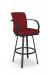 Amisco's Lance Black Swivel Bar Stool with Arms and Red Fabric