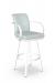 Amisco's Lance White Metal Swivel Bar Stool with Arms and Green Fabric