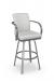 Amisco's Lance Upholstered Swivel Bar Stool in Silver with Arms