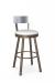 Amisco's Lauren Modern Bronze Swivel Bar Stool with Stainless Low Back and Seat Cushion