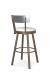Amisco's Lauren Modern Bronze Swivel Bar Stool with Stainless Low Back and Seat Cushion - Back View