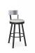 Amisco's Lauren Modern Swivel Bar Stool with Stainless Low Back and Black Metal Frame