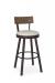 Amisco's Lauren Transitional Swivel Bar Stool in Expresso Brown with Wood Back and Light Seat Cushion