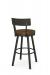 Amisco's Lauren Dark Brown Metal Swivel Bar Stool with Low Back and Toasty Wood Seat - View of Back