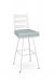 Amisco's Level Modern White Swivel Bar Stool with Ladder Back Design and Green Seat Cushion