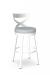 Amisco's Lincoln White Modern Swivel Bar Stool with Blue Seat Cushion