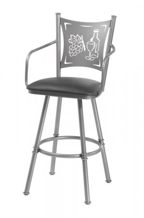 Trica's Creation Collection Swivel Bar Stool with Arms and Wine Laser Cut Back