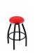 Holland's C8B2C Retro Black Backless Bar Stool with Red Seat