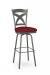 Amisco's Marcus Dark Gray Metal Swivel Bar Stool with Red Seat Cushion