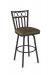 Amisco's Momentum Swivel Barstool with 3 Rings and Vertical Slats on Back, as well as Seat Cushion