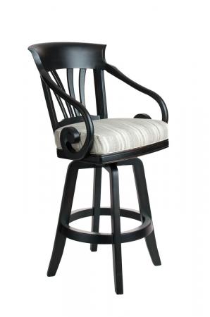 Darafeev's Nomad Wood Swivel Bar Stool with Arms in Black and White Seat Cushion