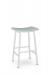 Amisco's Nathan Modern White Backless Saddle Bar Stool with Green Seat Cushion