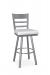 Amisco's Owen Modern Silver Bar Stool with Ladder Back and White Seat Vinyl