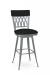 Amisco's Oxford Metal Swivel Bar Stool in Silver with Back and Black Seat/Back Cushion