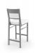 Amisco's Payton Stationary Modern Metal Bar Stool with Upholstered Seat and Back in Gray and White - View of Back