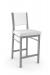 Amisco's Payton Stationary Modern Metal Bar Stool with Upholstered Seat and Back in Gray and White