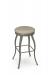 Amisco's Elegant Pearl Backless Swivel Stool in Taupe Gray Seat Cushion