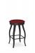 Amisco's Pearl Black Backless Swivel Bar Stool with Red Seat Cushion