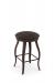 Amisco's Pearl Backless Swivel Bar Stool with Round Seat, Cabriole Legs in Brown Metal Finish and Gray Seat Cushion