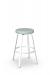 Amisco's Reel Modern White Backless Swivel Bar Stool with Green Seat Cushion