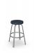 Amisco's Reel Silver Swivel Backless Bar Stool with Blue Round Seat