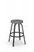 Amisco's Reel Backless Black Swivel Counter Stool and Gray Seat Cushion