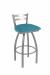 Holland's Jackie Stainless Steel Swivel Bar Stool with Low Back and Graph Tidal Seat Cushion