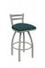 Holland's Jackie Swivel Stool with Low Back in Anodized Nickel and Graph Tidal Teal Seat Cushion